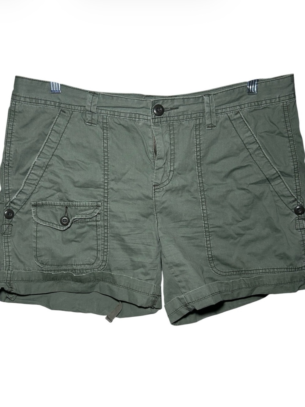 Hampton Women’s Olive Green Utility Cargo Shorts Casual Fall Comfort 12